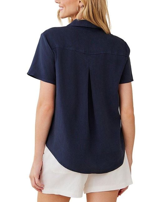 Bella Dahl Blue Short Sleeve Pocket Button Down