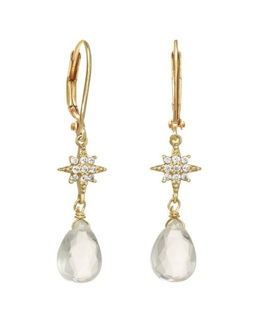 Rachel Reinhardt Jewelry White Quartz Cz Star Dangle Earrings