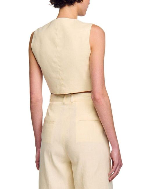 Sandro Natural Cangie Linen-Blend Top