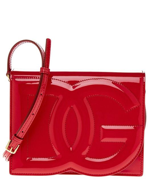 Dolce & Gabbana Red Dg Logo Patent Shoulder Bag