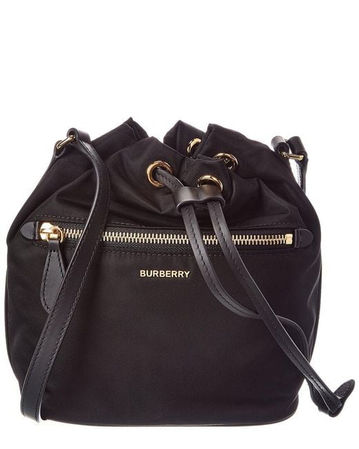 Burberry Black Drawstring Nylon Bucket Bag