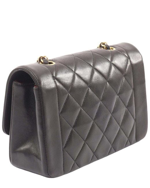Chanel Gray Black Lambskin Diana Flap Shoulder Bag (authentic Pre-loved)