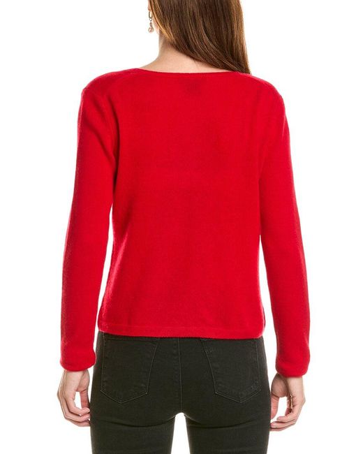 Sofiacashmere Red Modern V-Neck Cashmere Cardigan