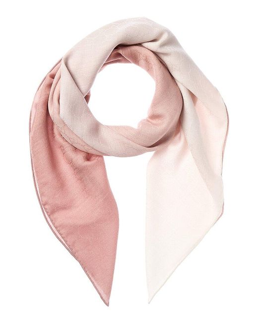 Gucci Pink Gg Wool & Silk-Blend Jacquard Shawl