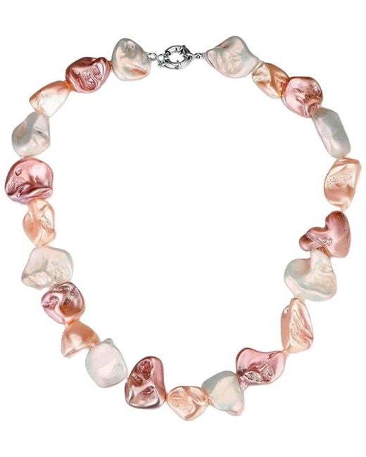 Liv Oliver Pink 18K 12 -20Mmmm Pearl Chunky Necklace