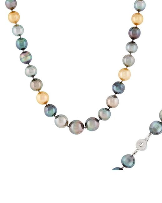 Masako Pearls Metallic Splendid Pearls 14K 0.02 Ct. Tw. Diamond & 11-13Mm Tahitian & South Sea Pearl Necklace