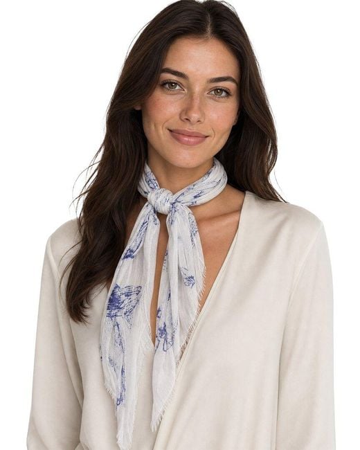 Blue Pacific Blue Floral Sketch Neckerchief