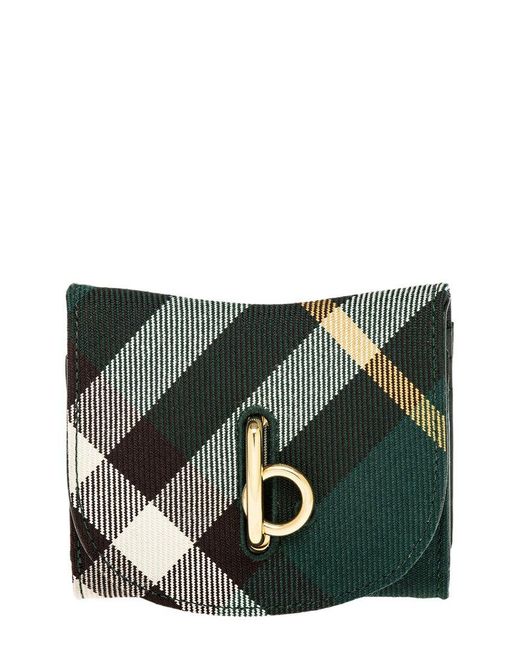 Burberry Green Rocking Horse Leather-trim Wallet