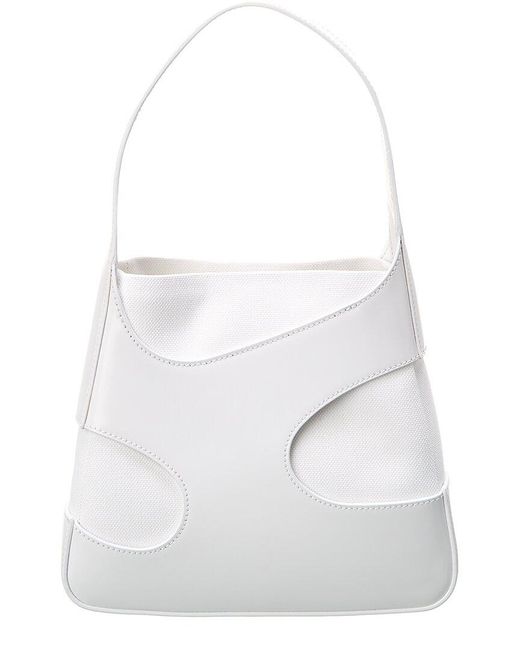 Ferragamo White Ferragamo Small Cut-out Leather Top Handle Bag