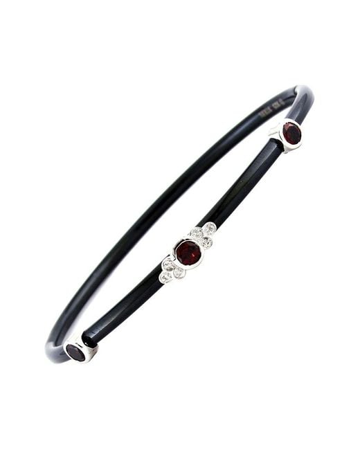 Gemstones Metallic 0.62 Ct. Tw. Diamond & Garnet Bangle