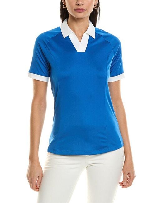 Callaway Apparel Blue V-placket Colorblock Polo Shirt