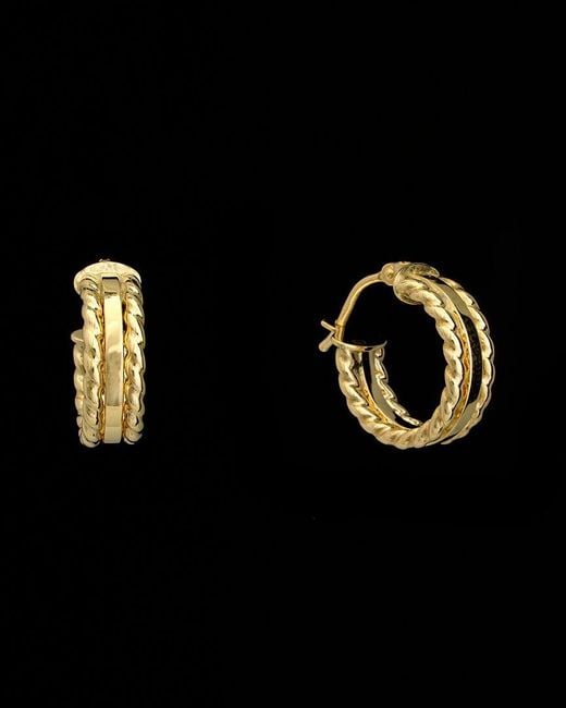 Italian Gold Black 18k Triple Row Hoops