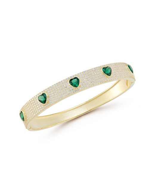 Sphera Milano Metallic 14k Over Silver Cz Heart Bangle Bracelet