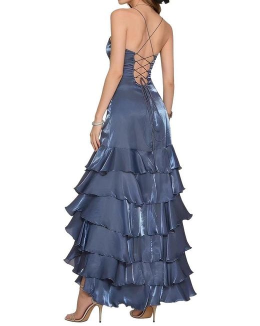 Linda Charm Blue Embellished Maxi Dress