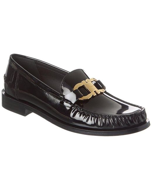 Ferragamo Black Maryan Ornament Patent Loafer