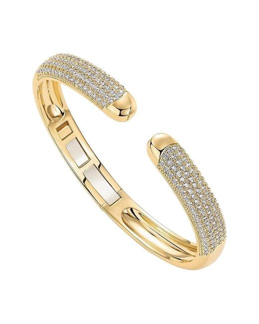 Liv Oliver Metallic 18K Plated Cz Modern Bangle Bracelet