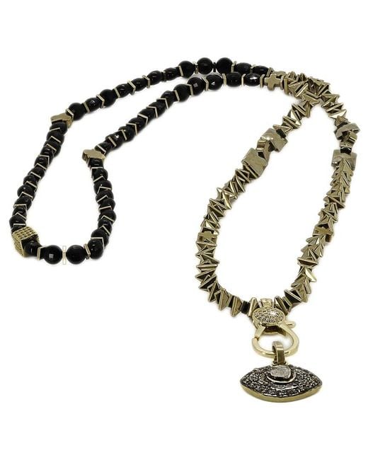 Ebru Jewelry Metallic One Of A Kind Cz Beaded Necklace