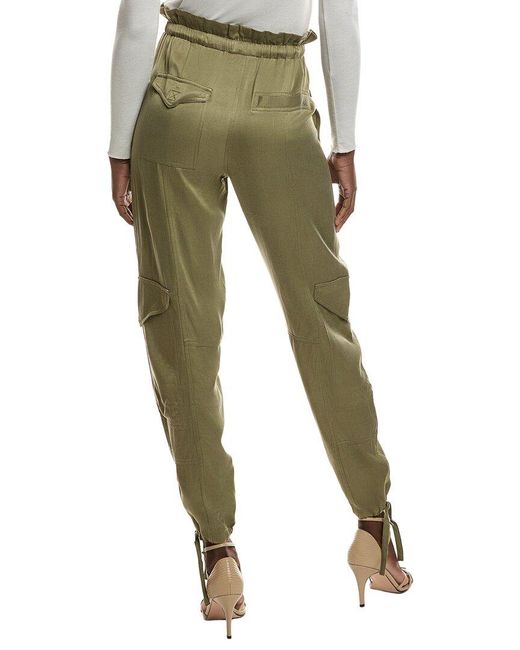 Ganni Green Washed Satin Pant