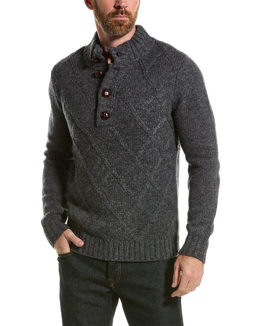 Loft 604 Gray Argyle Wool Mock Neck Sweater for men