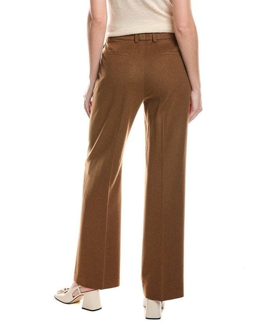Lafayette 148 New York Brown Gates Full Leg Wool & Cashmere-blend Pant