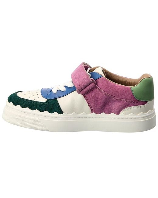 Chloé Blue Lauren Leather & Suede Sneaker