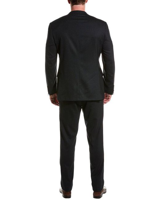 Canali Black Wool-Blend Suit With Flat Front Pant for men