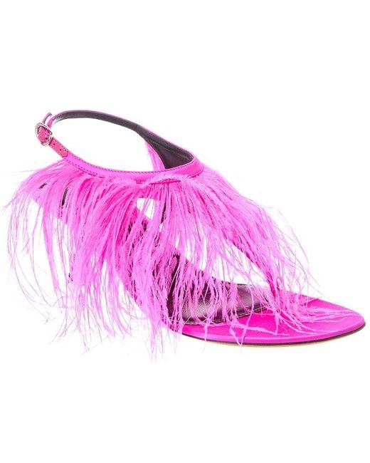 Proenza Schouler Pink Tee Feather Satin Sandal