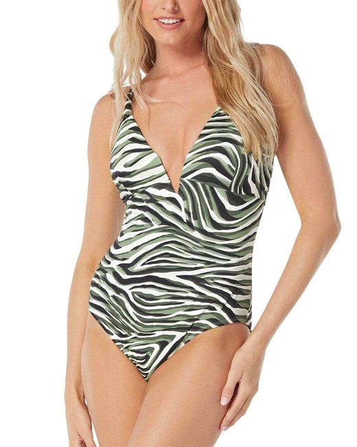 Coco Reef Blue Astra Plunge Underwire One-piece Swimsuit