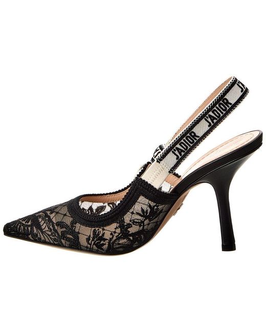 Dior J a Lace Leather Slingback Pump in Black Lyst