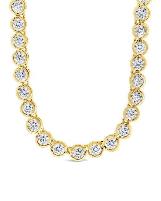 Sterling Forever Metallic 14K Plated Cz Helene Bezel Tennis Necklace