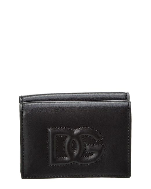 Dolce & Gabbana Black Dg Logo Leather French Wallet
