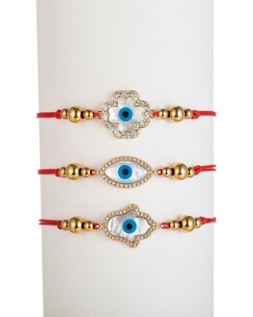 Eye Candy LA Gray Cz Hamsa Eye Bracelet Set