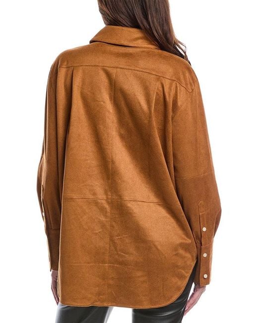 Toccin Brown Kali Faux Suede Boyfriend Shirt