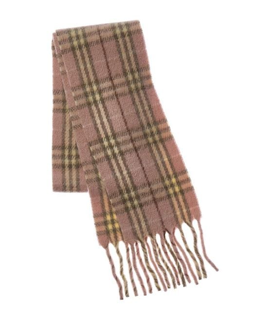 Burberry Pink Narrow Check Wool-Blend Scarf