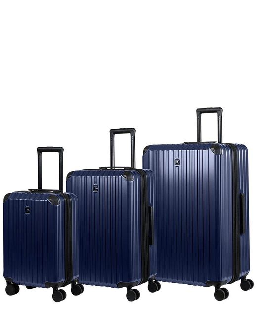 CHAMPS Blue Element 3pc Expandable Luggage Set