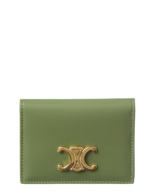 Céline Green Triomphe Leather Card Holder