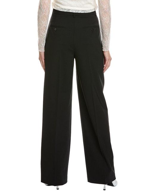 Theory Black Double Pleated Wool-blend Pant