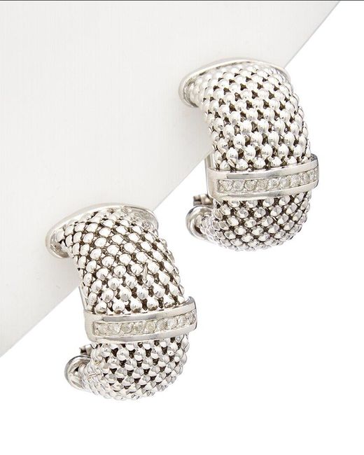 Meshmerise White 18k Over Silver 0.2 Ct. Tw. Diamond Clip Earrings