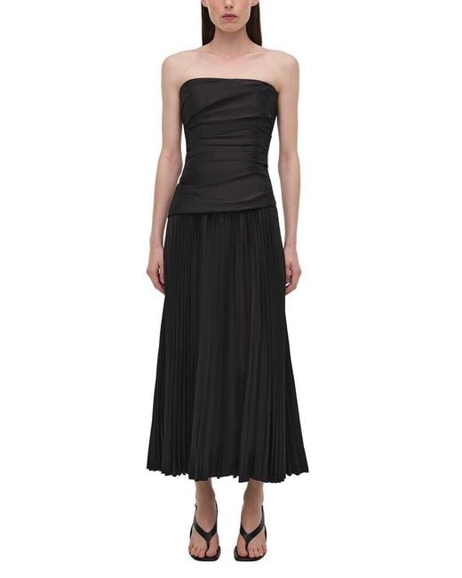 Jonathan Simkhai Black Arie Strapless Bustier Midi Dress