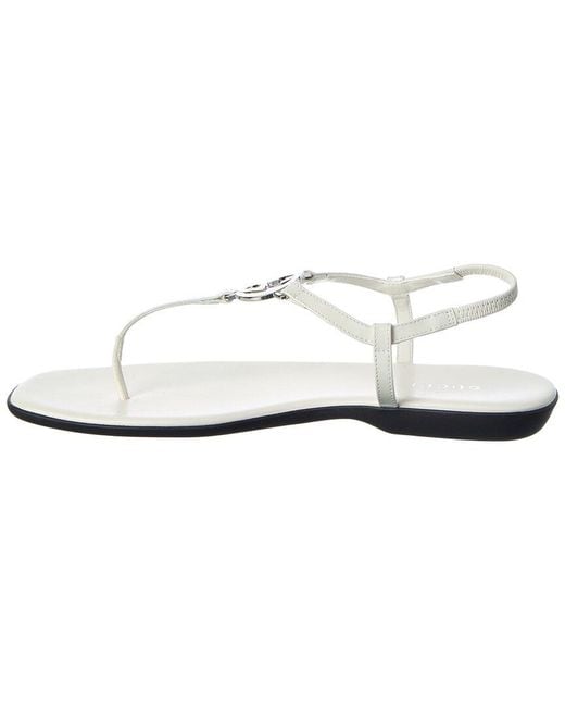 Gucci White Interlocking G Patent Sandal