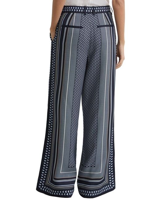 Reiss Gray Anna Scarf Print Wide Leg Trouser