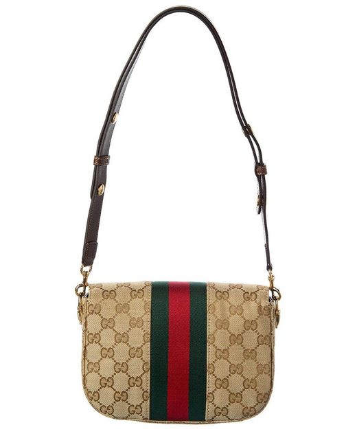 Gucci White Horsebit 1955 Gg Canvas & Leather Shoulder Bag