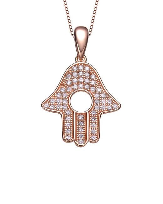 Genevive Jewelry White 18k Rose Gold Vermeil Cz Love Pendant