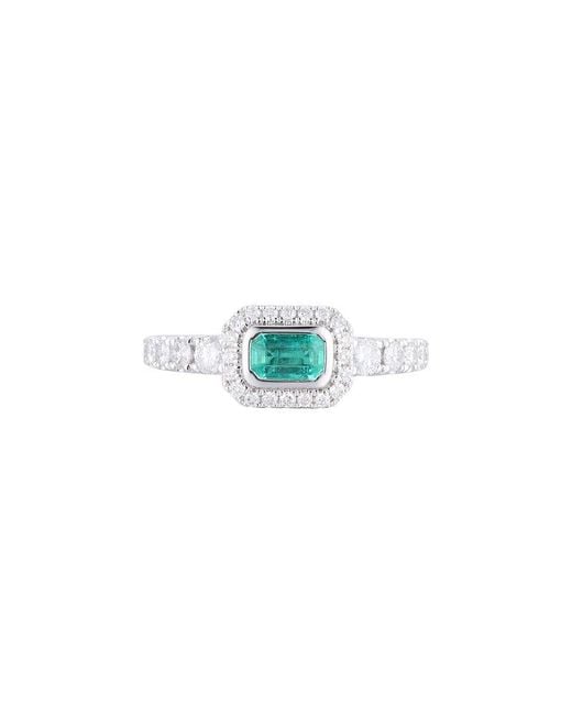 Gregg Ruth Blue 14K 0.72 Ct. Tw. Diamond & Emerald Ring