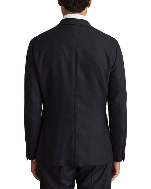 Reiss Blue Club Peak Textured Weave Wool-Blend Blazer for men