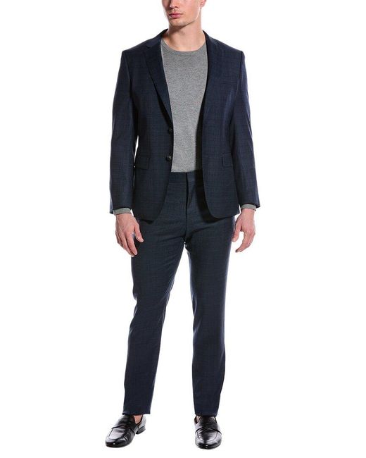Boss Blue 2pc Slim Fit Wool Suit for men
