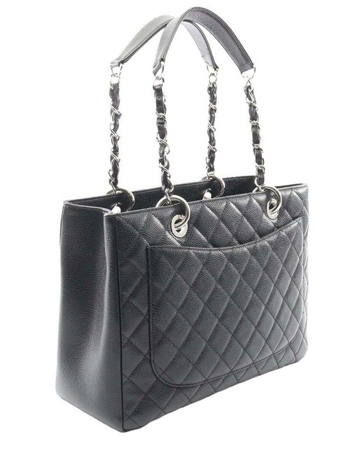 Chanel Black Caviar Leather Matelasse Gst Tote (authentic Pre-loved)