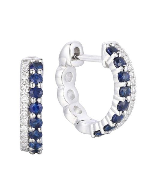 Gregg Ruth Blue 14K 0.55 Ct. Tw. Diamond & Sapphire Huggie Earring