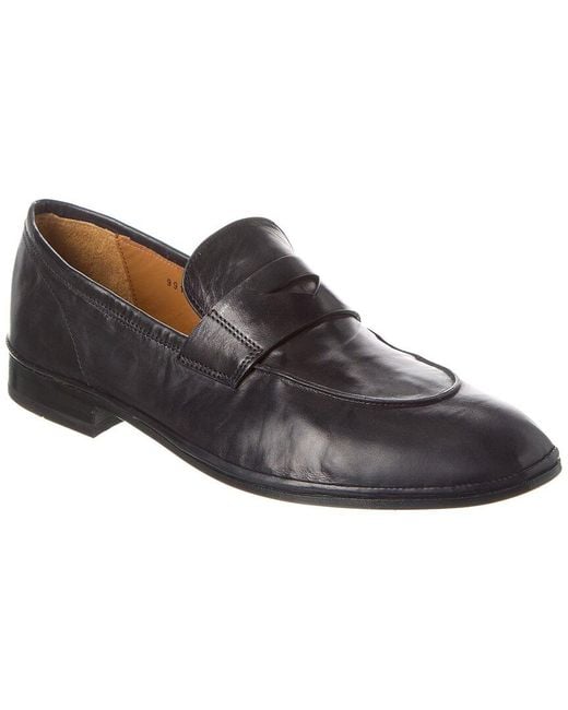 Antonio Maurizi Black Leather Penny Loafer for men