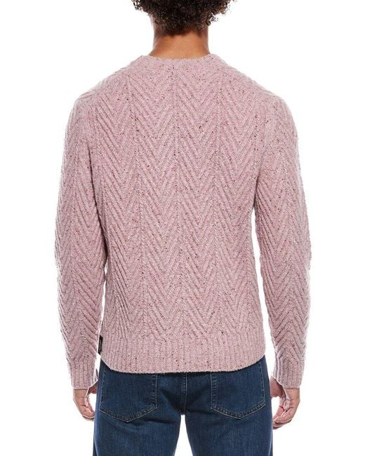 Todd Snyder Pink Donegal Cable Knit Wool & Alpaca-Blend Crewneck Sweater for men